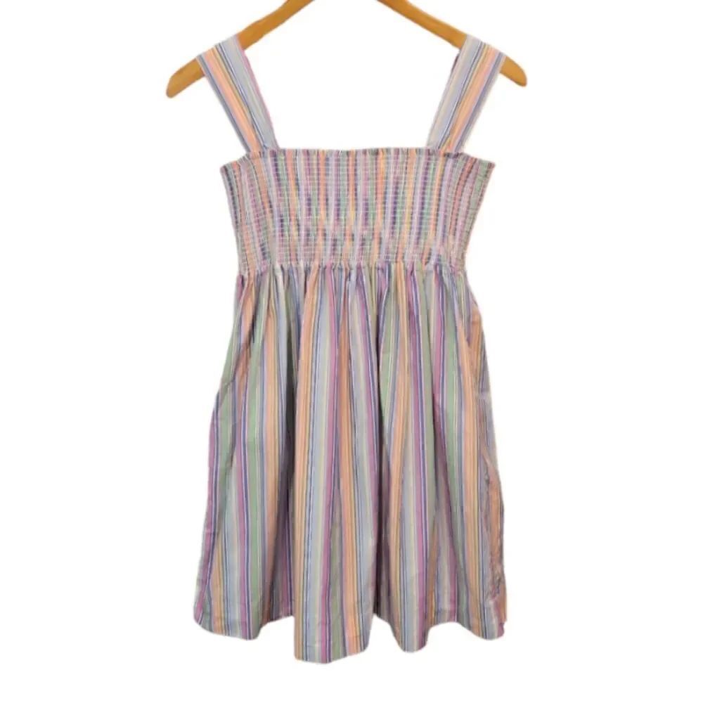 NWOT Ralph Lauren Multi Color Stripe Elastic Smocked Sleeveless Dress 12